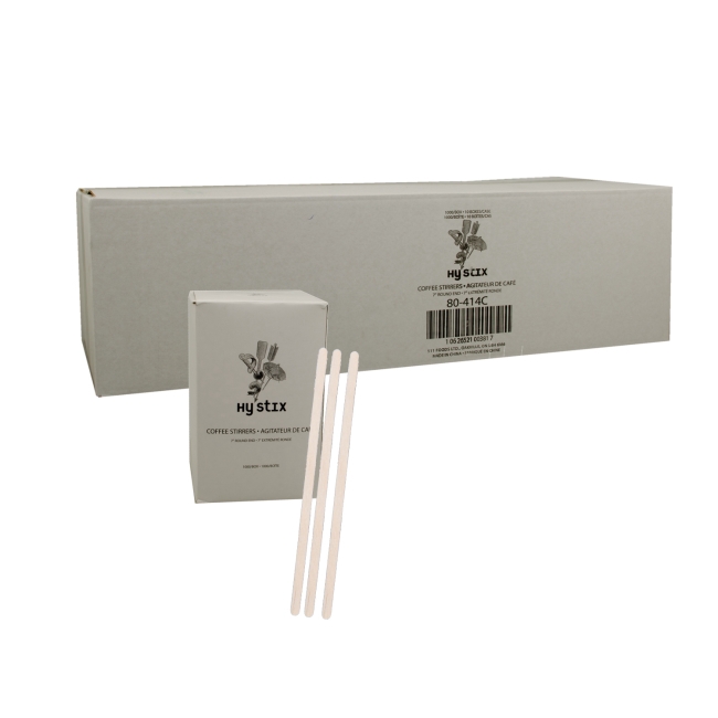 COFFEE STIRRER WOOD ROUND END 7"
