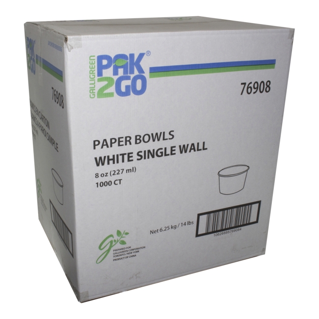 Single Wall White Paper Bowl
