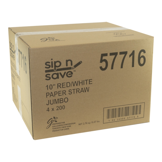 Sip N Save 6 mm Dia Red/White Stripe Cocktail Paper Straw