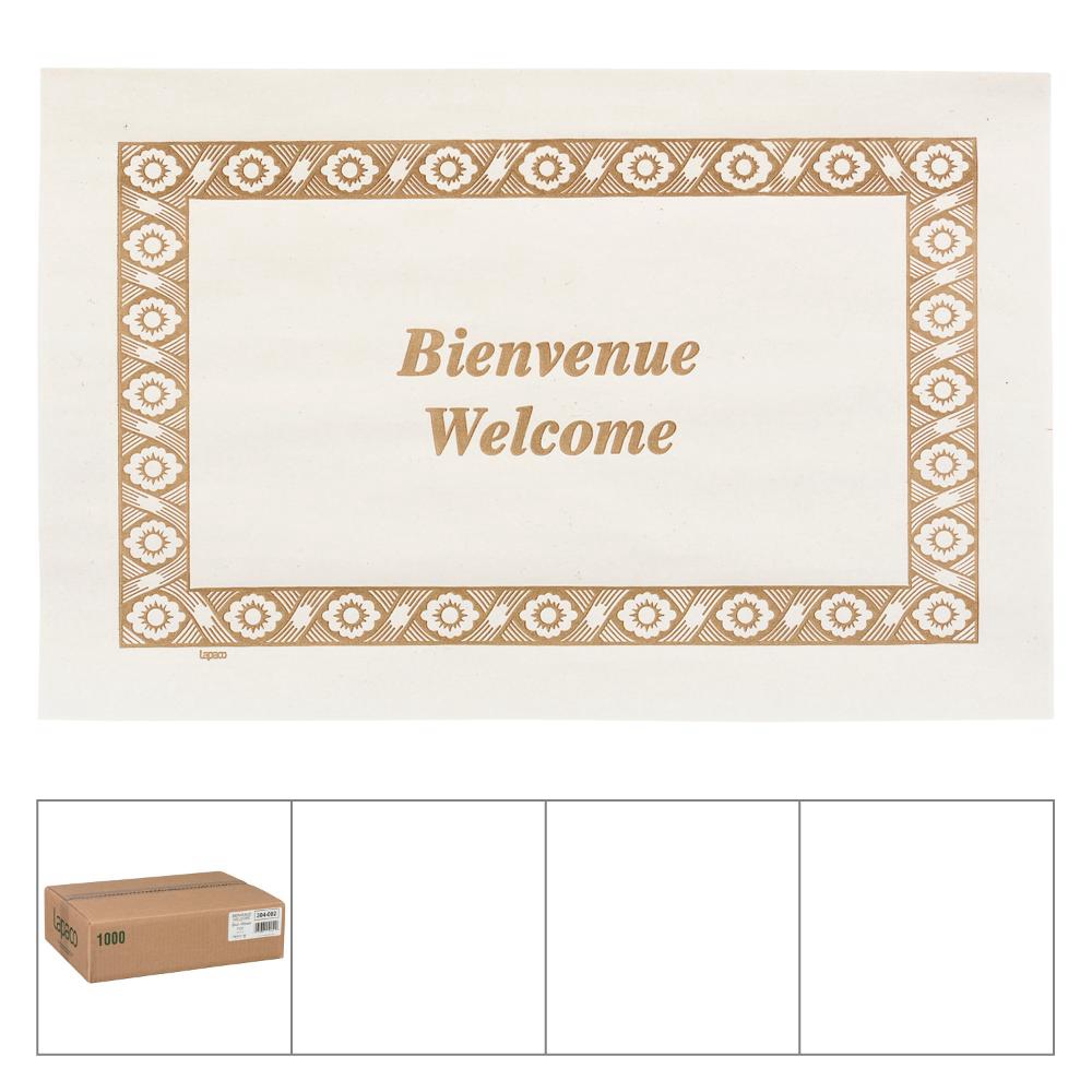 Brown Newsprint Straight Edge Bienvenue/Welcome Placemat