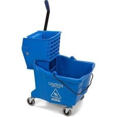 3690414 Polypropylene Blue Commercial Mop Bucket with Side-Press Wringer Combo, 35 Quart Capacity