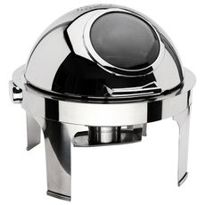 Harmony Stainless Steel Round Chafer with Nautilus Window Cover, 7 Quart Capacity