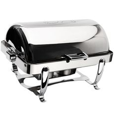 Octave Stainless Steel Dripless Full Size Rectangular Chafer with Roll Top Cover, 9 Quart Capacity