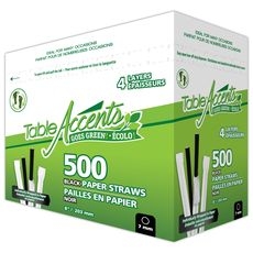 4 Layers 7mm dia Black Wrapped Paper Straws, 500 count
