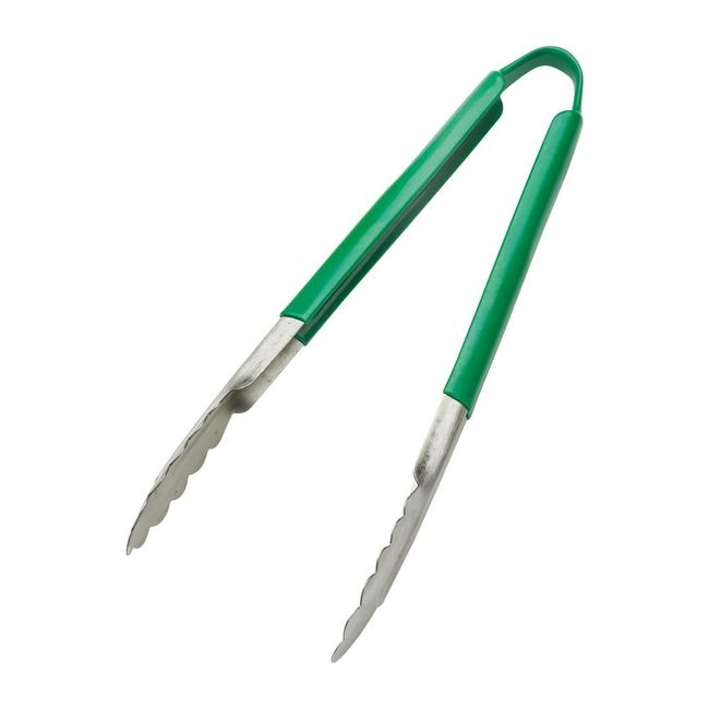 Stainless Steel PVC Coating One-Piece Green Coloured Handle Tongs