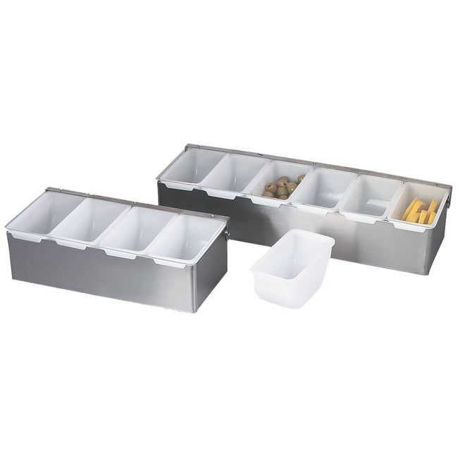 Stainless Steel 5 Compartment Bar Caddy with Plastic Inserts