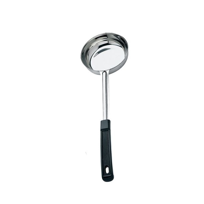 Stainless Steel One-Piece Solid Portioner with Black Handle