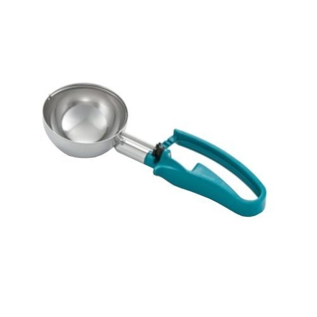 47389 Stainless Steel Number 5 Disher with Teal Squeeze Handle, 6 oz Capacity