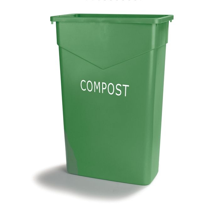 342023CMP09 Trimline Green Polyethylene Rectangle Compost Trash Can, 23 gal Capacity