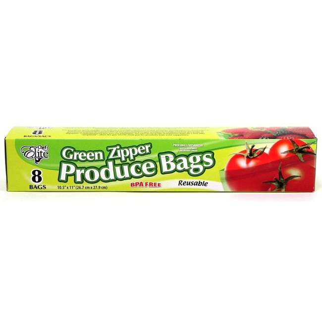 Large Green Zipper Produce Bag