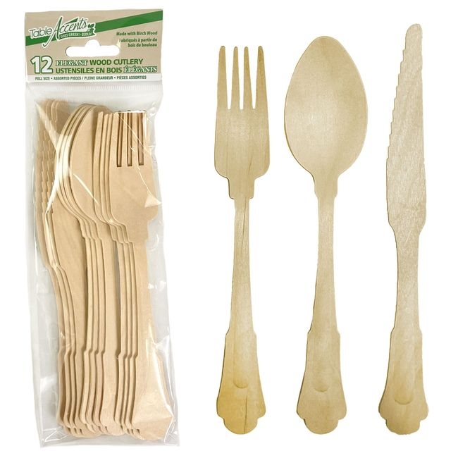 Birch Wood Reinforced Handle Elegant Assorted Cutlery
