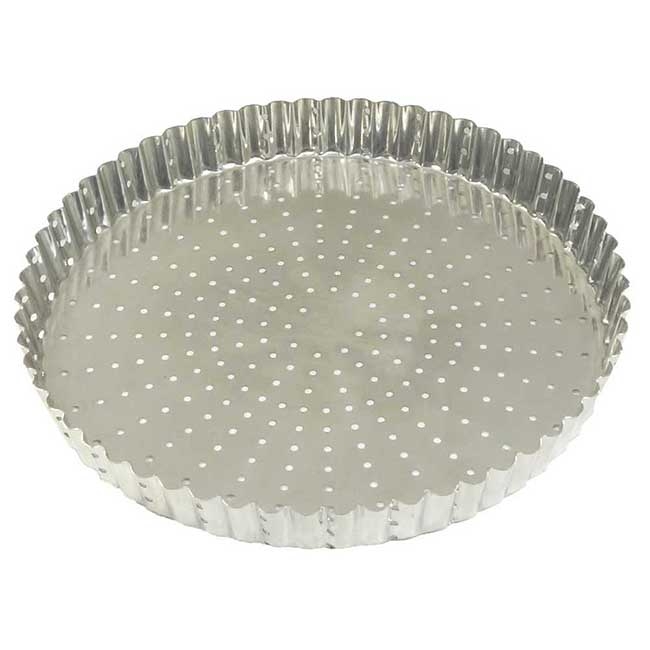 Tin Plate Perforated Fluted Tart Mold with Fixed Bottom
