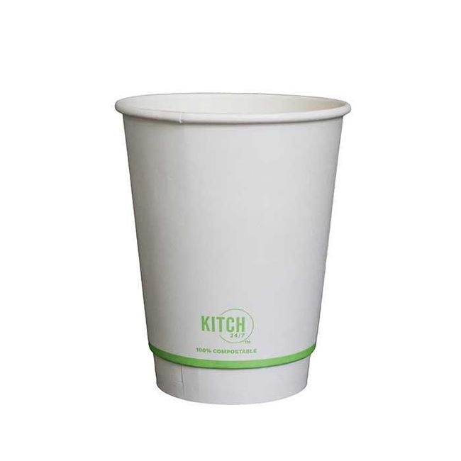White Compostable Smooth Insulated Hot Cup