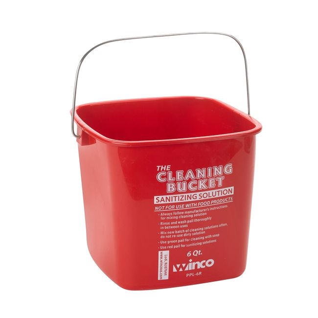 PPL-6R Polypropylene Red Sanitizing Solution Cleaning Bucket