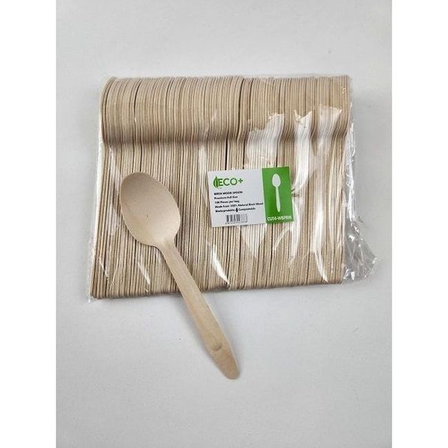 Natural Premium Birchwood Full Size Unwrapped Spoon
