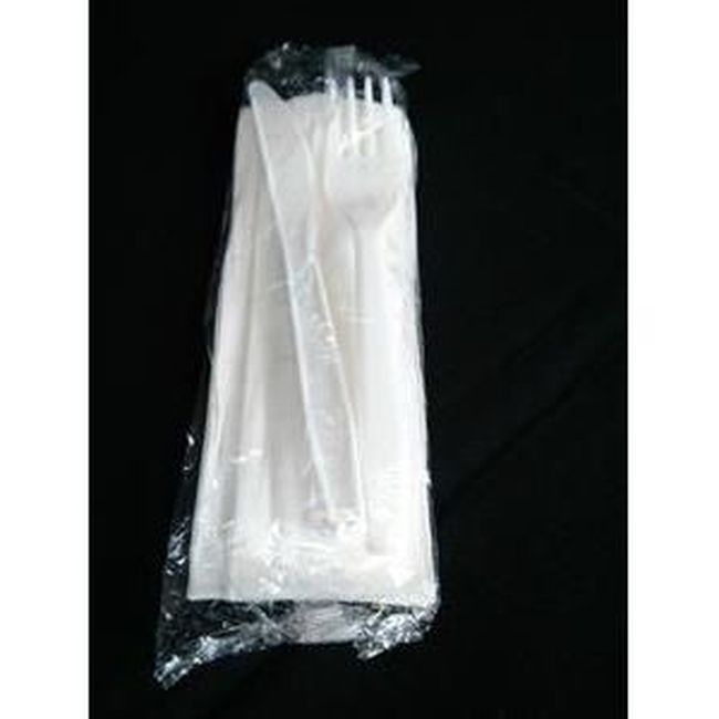 White Ruby Medium Polypropylene 3 Piece Cutlery Kit