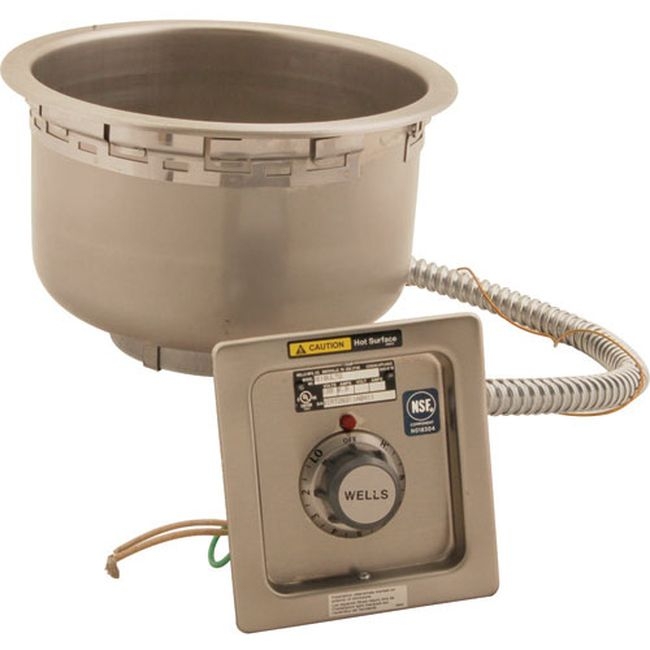 WEL5P-SS10TDU-120 120 Volts Stainless Steel Round Drop Warmer with Drain