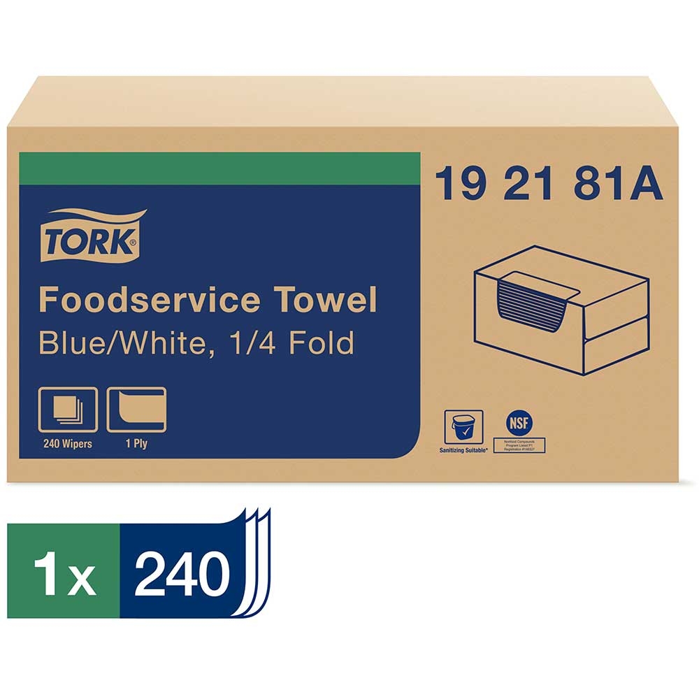 1-Ply Blue/White Foodservice Cleaning Towel