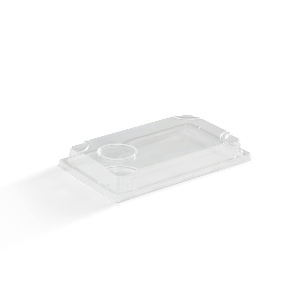 Clear PET Lid for Medium Rectangular Fibre Recyclable Sushi Tray