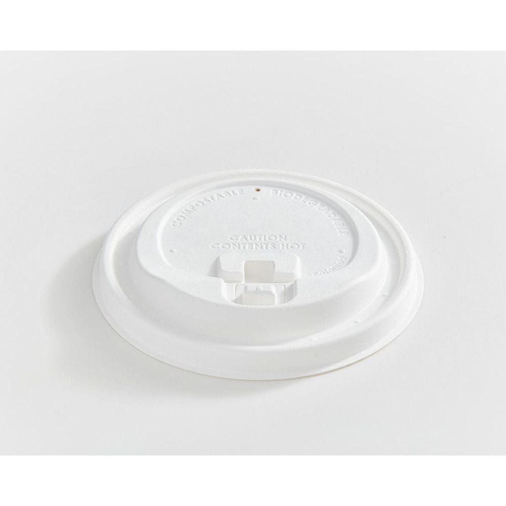 Compostable Fibre Dome Lock Tab Lid for 10-20 oz Paper Cups