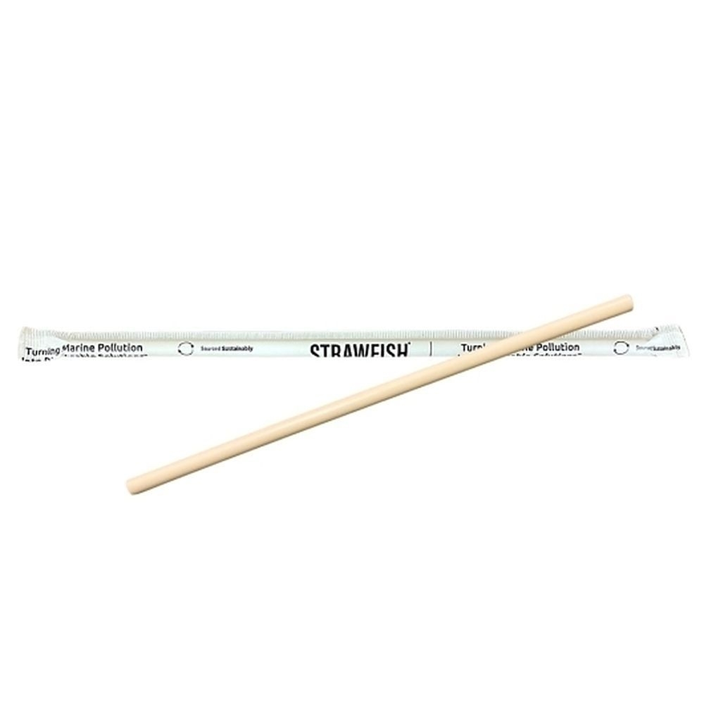 8.5 in x 8 mm Natural Biodegradable Paper Wrapped Smoothie Straw
