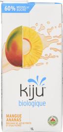 Kiju Organic 60% Less Sugar Fruit Juice Beverage and Filtered Water Mango Pineapple 1 L