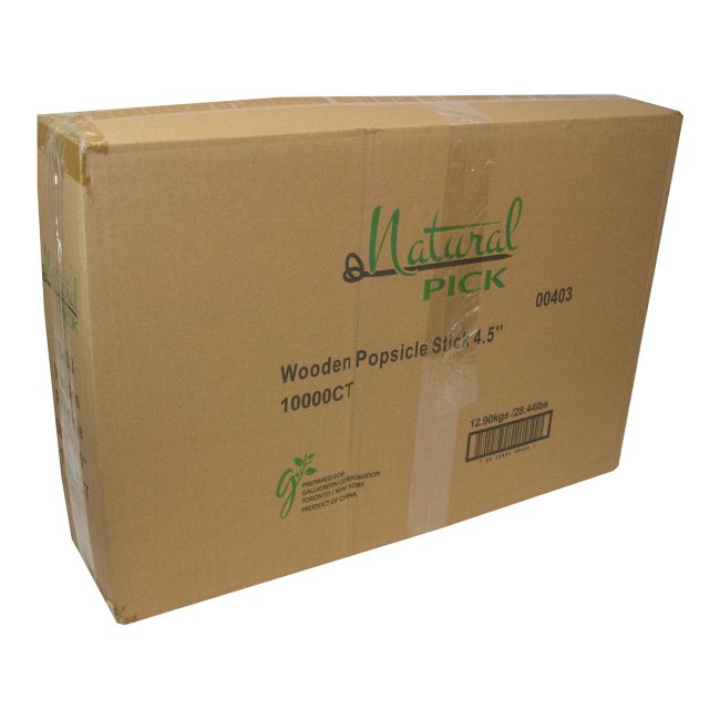 Natural Pick Wooden Popsicle Stick, 4.5 In -- 10000 Per Case