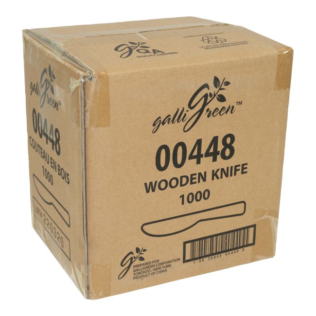 Galligreen Compostable Wooden Knife, 6.5 In -- 1000 Per Case