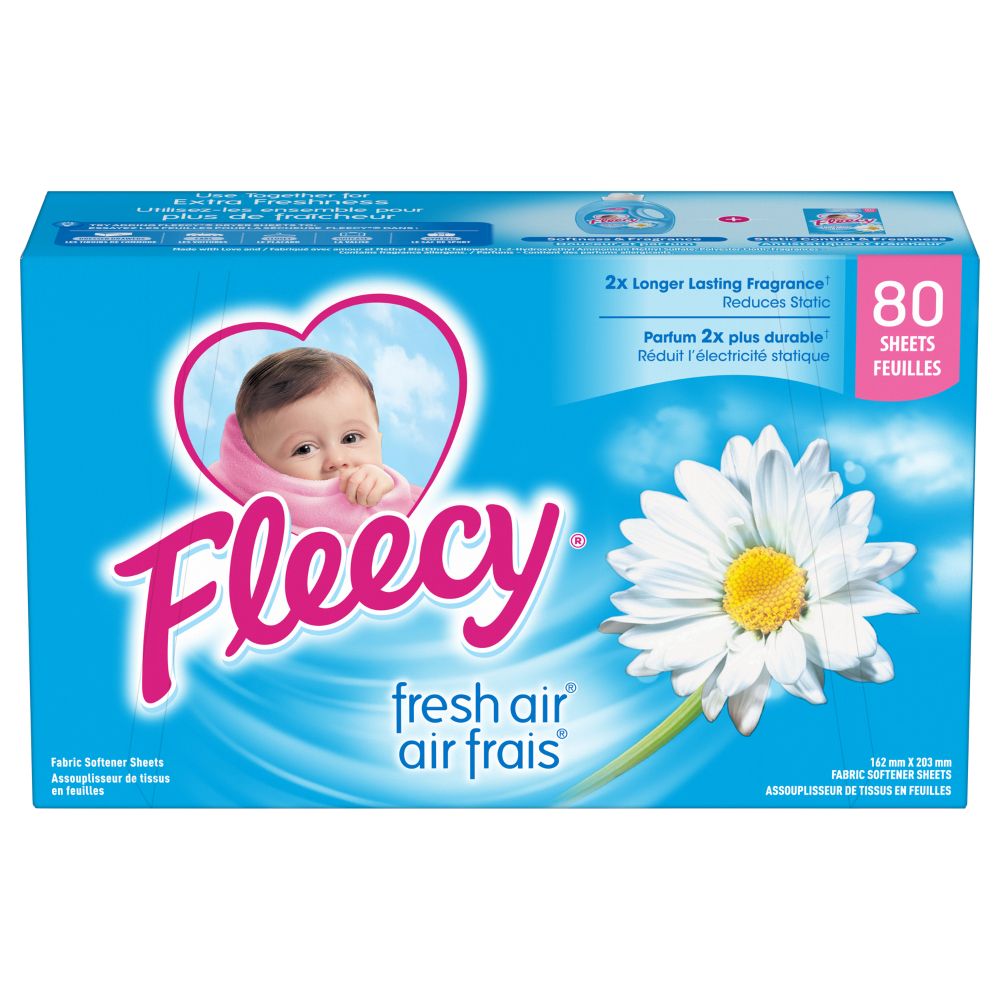 Fleecy Fresh Air Fabric Softener Sheets, 80 Count -- 6 Per Case