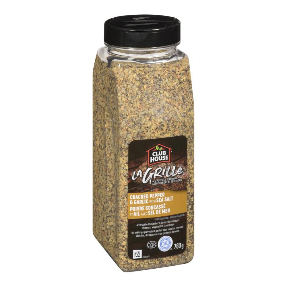 Club House La Grille Cracked Pepper And Garlic With Sea Salt Seasoning, 780 G -- 6 Per Case