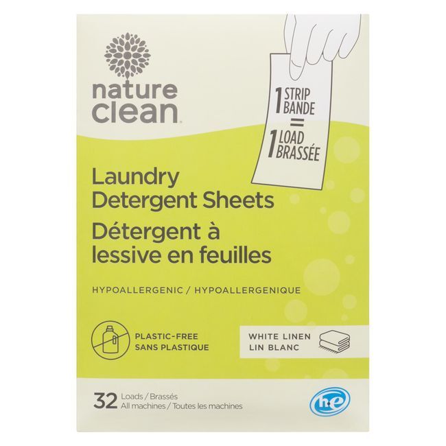 Nature Clean White Linen Laundry Detergent Sheets, 32 Count -- 12 Per Case