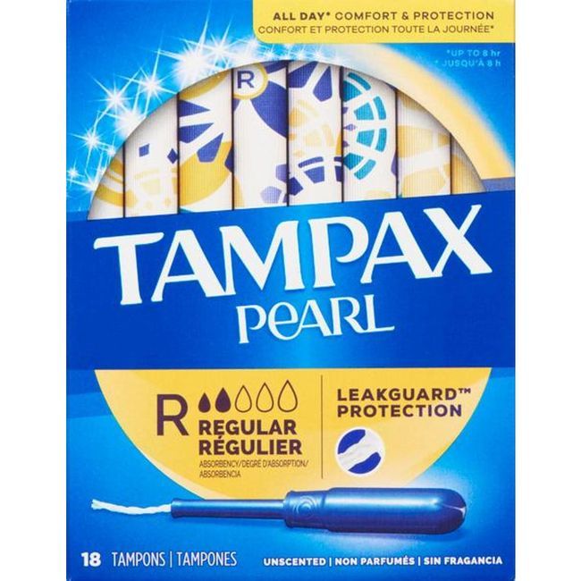 Tampax Pearl Regular Tampon, 18 Count -- 12 Per Case