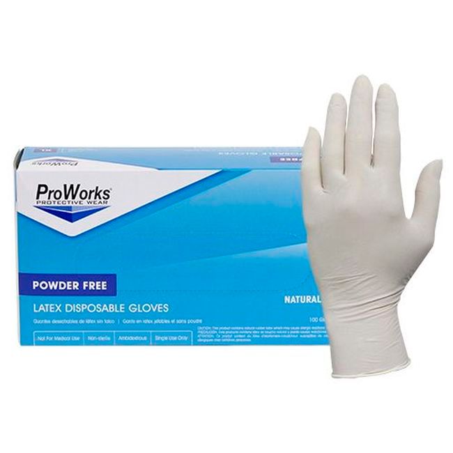 Proworks Medium 5 Mil Powder Free Disposable Latex Gloves, 9.5 In -- 100 Per Case