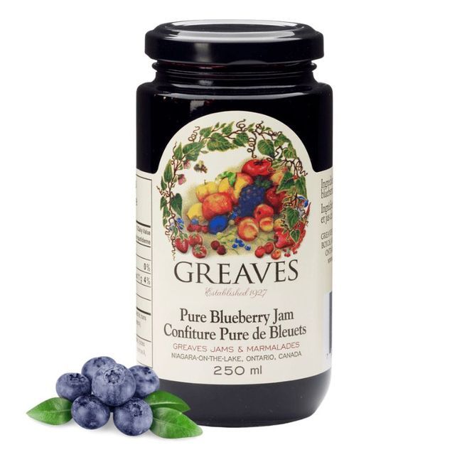 Greaves Pure Blueberry Jam, 250 Ml -- 12 Per Case