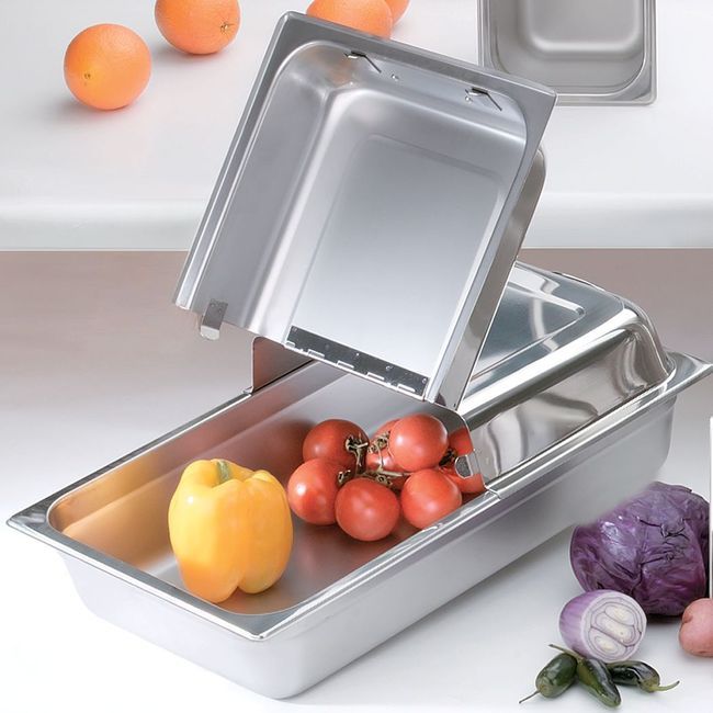Browne Stainless Steel Hinged Full Size Chafer Dome Cover, 21.5 X 13 X 2.8 In