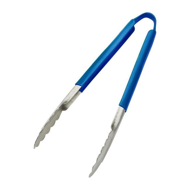 Browne Stainless Steel Pvc Coating One-piece Blue Coloured Handle Tongs, 12 In
