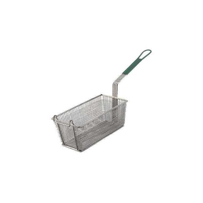 Gobel Rectangular Wire Fry Basket With Green Plastic Handle, 13 X 5.5 X 5.5 In