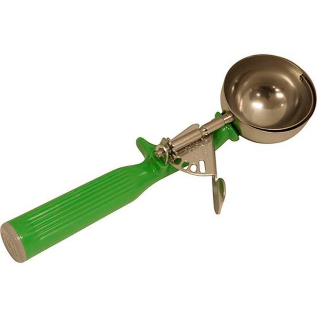 Vollrath 47142 Stainless Steel Antimicrobial Number 12 One Piece Thumb Disher With Black Handle, 2.66 Oz Capacity