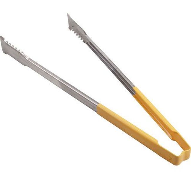 Vollrath 4791650 Stainless Steel Antimicrobial One Piece Tong With Versagrip Ends And Yellow Kool-touch Handle, 16 In