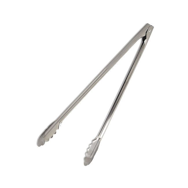 Browne Stainless Steel 0.5 Mm Thickness Mirror Finish Standard Utility Tongs, 12 In