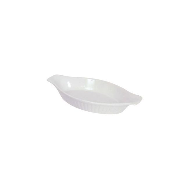 Browne Stoneware White Ribbed With Smooth Trim Lasagna Baker, 8 Oz Capacity