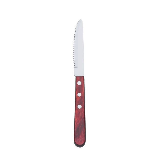 Browne Stainless Steel Rounded Blade Pakkawood Handle Steak Knife, 9 In -- 12 Per Case