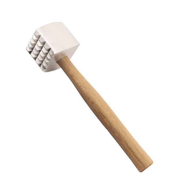 Browne Cast Aluminum Head Steak Tenderizer With Wood Handle, 10.5 Overall Length