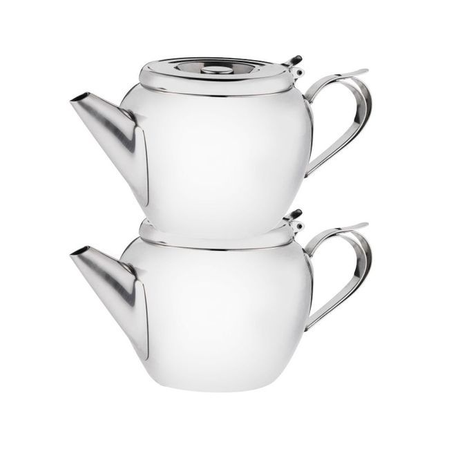Browne 18/8 Stainless Steel Apple Shape Stackable Teapot With Strainer, 12 Oz Capacity