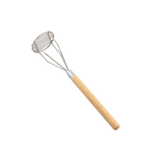 Browne Stainless Steel Round Face Masher With Hardwood Handle, 18 In Length