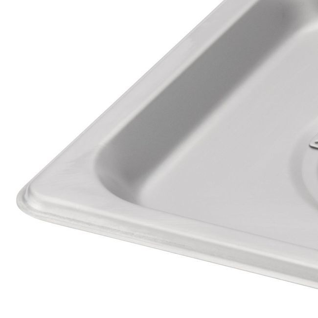 Browne 304 Stainless Steel Solid One Sixth Size Steam Table Pan Cover, 7 X 6.4 In