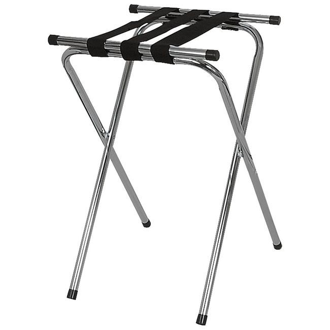 Browne Powder Coated Deluxe Tray Stand With Double Bar And 3 Straps, 19.5 X 15 X 31.5 In