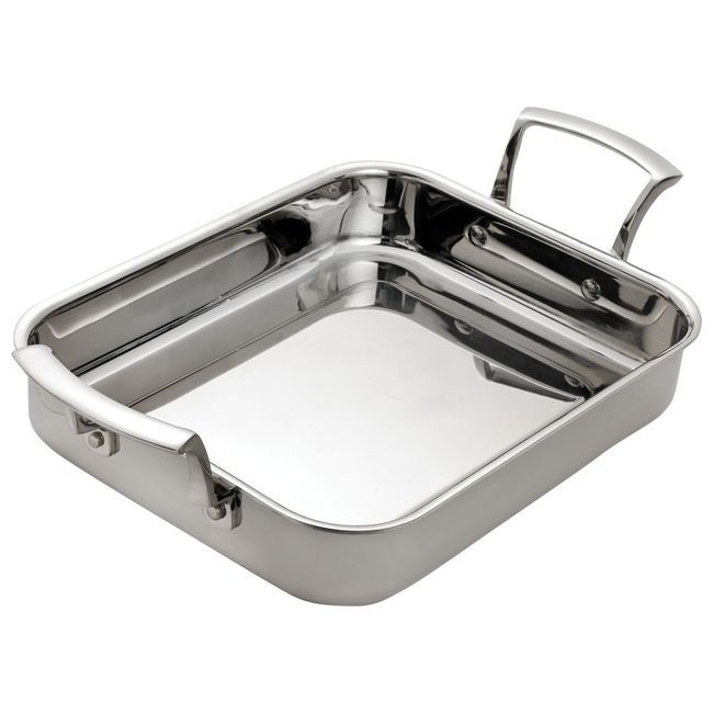 Browne Thermalloy Stainless Steel Tri-ply Rectangular Roast Pan, 4.6 Qt Capacity