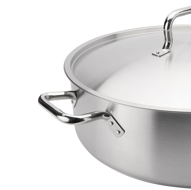 Browne Elements Stainless Steel Brazier With Cover, 20 Qt Capacity