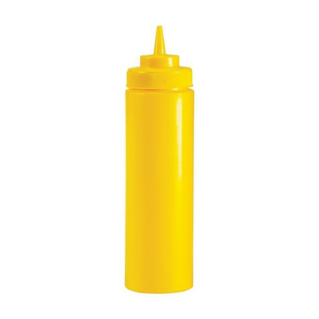 Browne Polyethylene Yellow Wide Mouth Squeeze Dispenser, 24 Oz Capacity